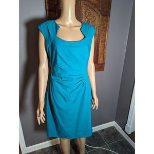 Calvin Klein Turquoise Bodycon Dress Styles Neckline Rouche Side Size 10
